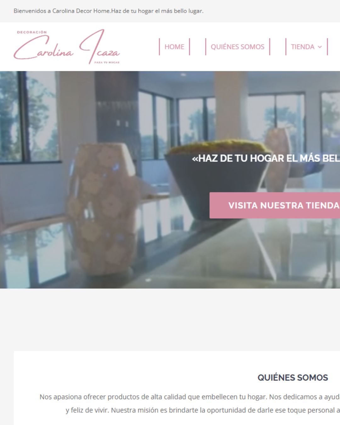 Sitio web de Carolina Decor Home: tienda online de decoración y muebles con catálogo y compras en línea.