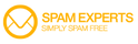 Logo de SpamExperts, servicio de filtrado de spam para proteger correos electrónicos corporativos.