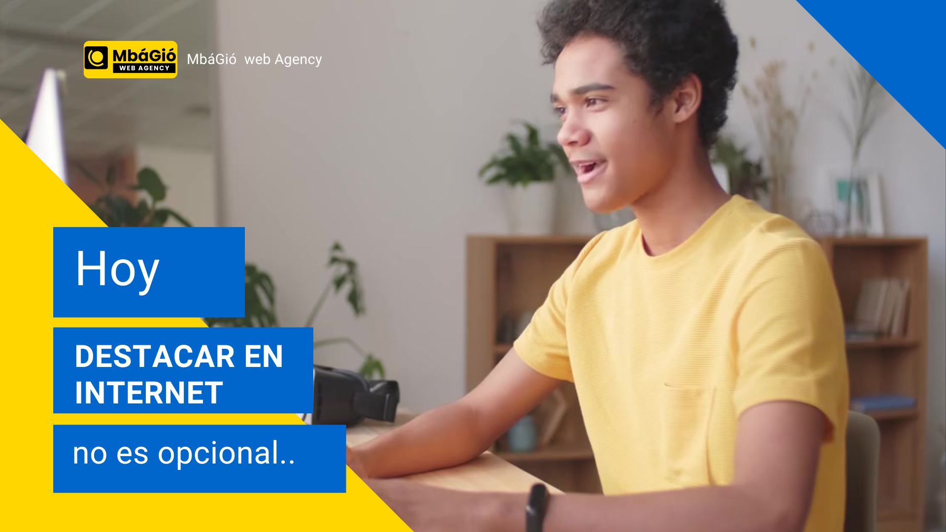 Joven aprendiendo diseño web con MbáGió Web Agency - Miniatura del video sobre desarrollo web y videomarketing